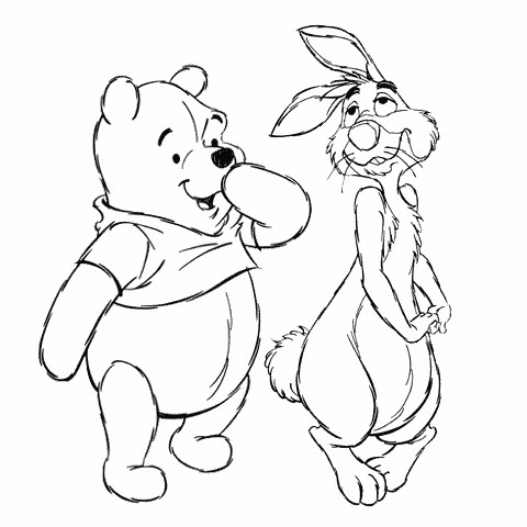coloriage winnie l ourson rigole avec jacqot lapin